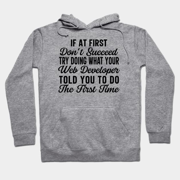 If At First Don't Succeed Try Doing What Your Web Developer Told You To Do The First Time Hoodie by HaroonMHQ